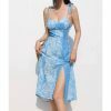 Y2K Ocean Blue Tie Dye Midi Dress with Ruffle Flounce