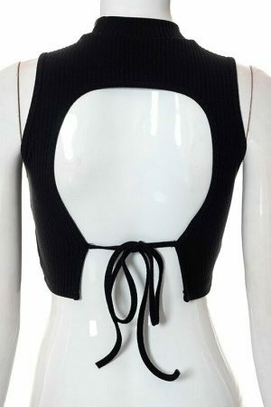 Y2K Open Back Crop Top - Trendy Sexy Summer Streetwear