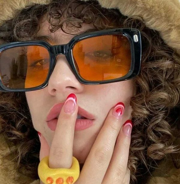 Y2K Orange Sunglasses for Festivals and Parties - Trendy Eyewear with 2000s Cool Vibe