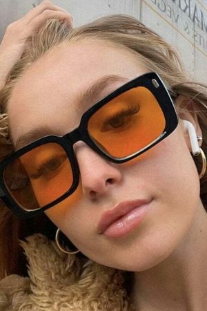 Y2K Orange Sunglasses for Festivals and Parties - Trendy Eyewear with 2000s Cool Vibe