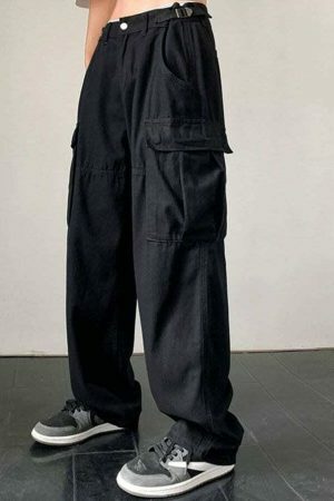 Y2K Oversize Cargo Pants Women Vintage Aesthetic Wide Leg Jeans