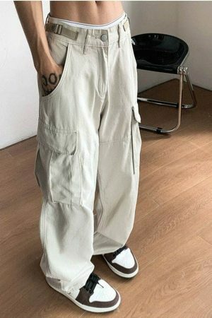 Y2K Oversize Cargo Pants Women Vintage Aesthetic Wide Leg Jeans