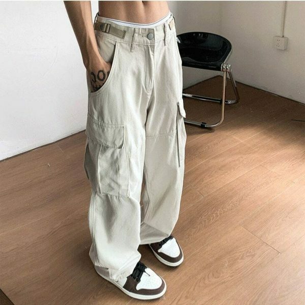 Y2K Oversize Cargo Pants Women Vintage Aesthetic Wide Leg Jeans