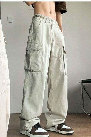 Y2K Oversize Cargo Pants Women Vintage Aesthetic Wide Leg Jeans