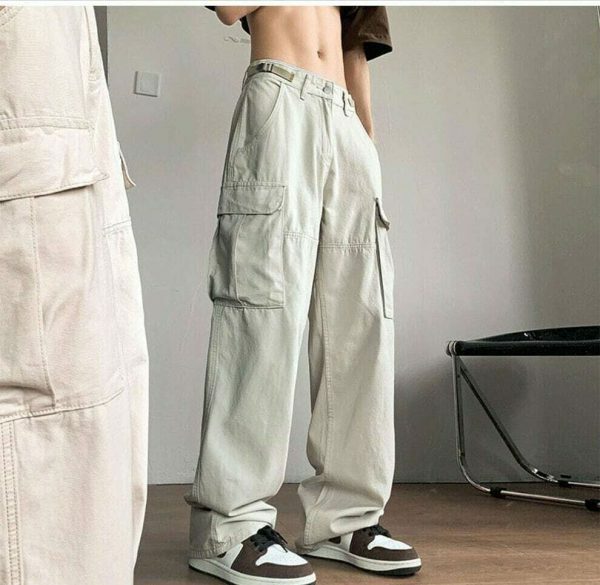 Y2K Oversize Cargo Pants Women Vintage Aesthetic Wide Leg Jeans