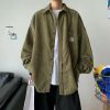 Y2K Oversize Corduroy Long Sleeve Korean Streetwear Shirt