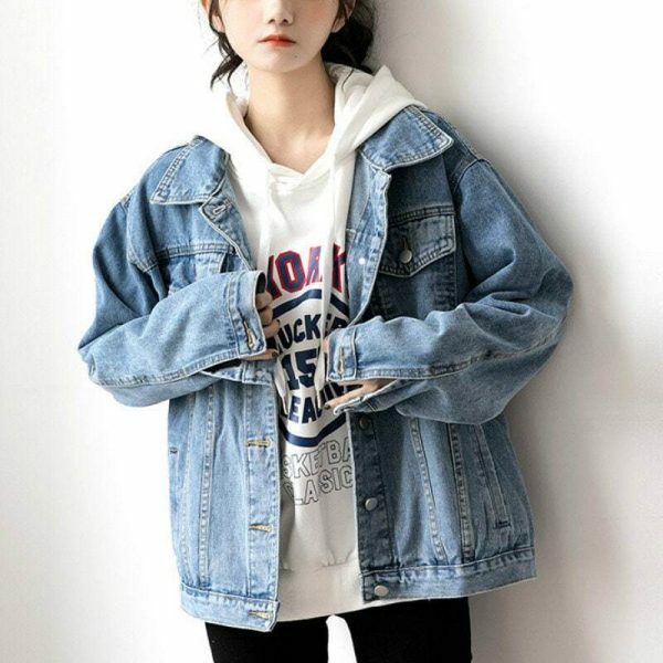 Y2K Oversize Denim Street Jacket for Women