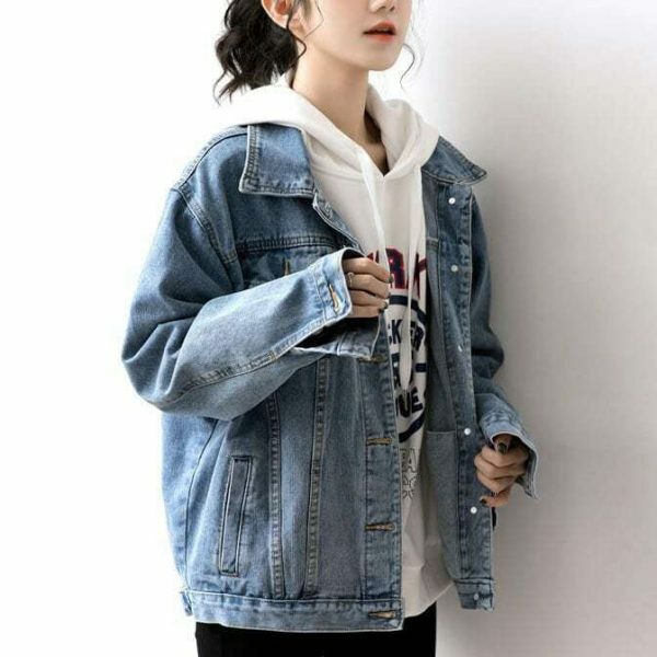 Y2K Oversize Denim Street Jacket for Women