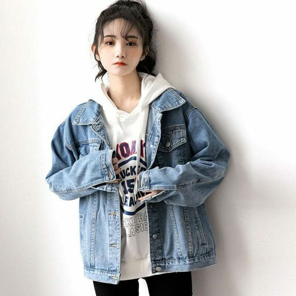 Y2K Oversize Denim Street Jacket for Women