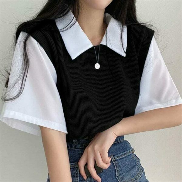 Y2K Oversize Vintage Casual Sweater Top for Streetwear Fashion