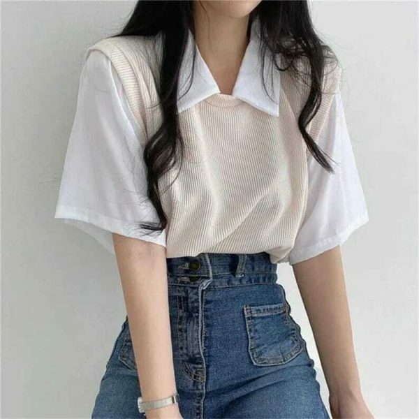 Y2K Oversize Vintage Casual Sweater Top for Streetwear Fashion