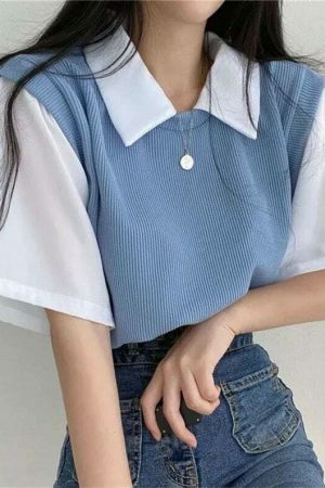 Y2K Oversize Vintage Casual Sweater Top for Streetwear Fashion