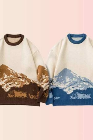 Y2K Oversized Cartoon Sweater with Japanese Embroidery