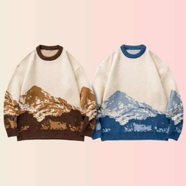 Y2K Oversized Cartoon Sweater with Japanese Embroidery