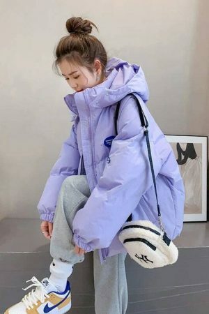 Y2K Oversized Hooded Parka Jacket for Women - Streetwear Winter Coat