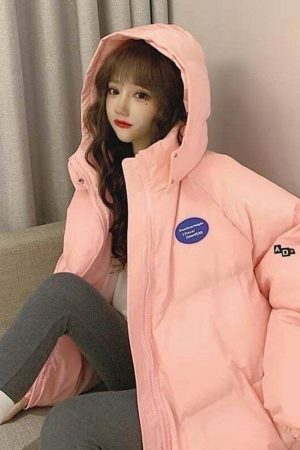 Y2K Oversized Hooded Parka Jacket for Women - Streetwear Winter Coat