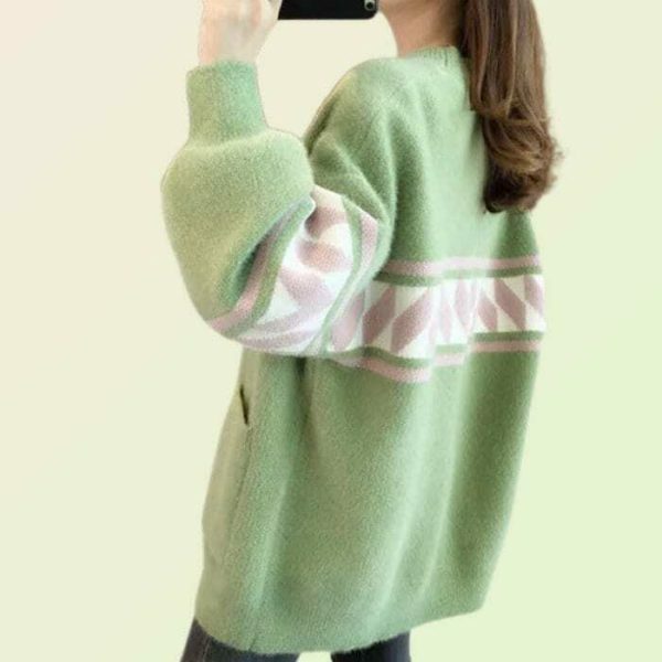 Y2K Oversized Knit Cardigan Vintage Korean Jumper Streetwear Sweater