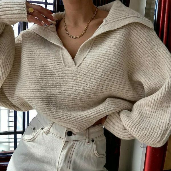 Y2K Oversized Knit Wool Sweater for Women, Streetwear Fashion