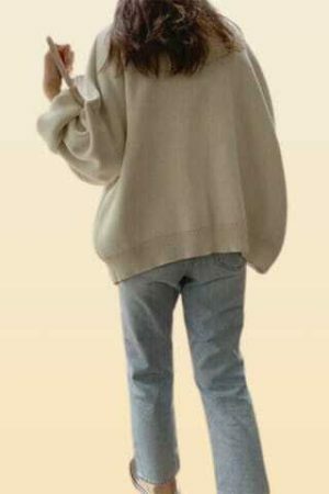 Y2K Oversized Knitted Cardigan, Button-Up Winter Sweater