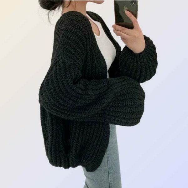 Y2K Oversized Knitted Cardigan for Streetwear Aesthetics