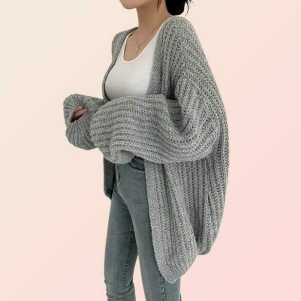 Y2K Oversized Knitted Cardigan for Streetwear Aesthetics