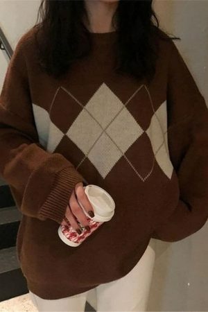 Y2K Oversized Knitted Sweater - Streetwear Loose Fit Jumper