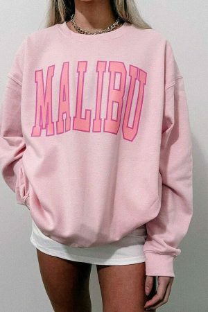 Y2K Oversized Malibu Sweatshirt - Streetwear Fashion for California Lovers