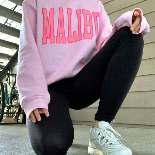 Y2K Oversized Malibu Sweatshirt - Streetwear Fashion for California Lovers