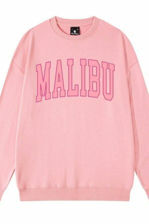 Y2K Oversized Malibu Sweatshirt - Streetwear Fashion for California Lovers