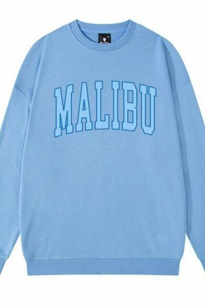 Y2K Oversized Malibu Sweatshirt - Streetwear Fashion for California Lovers