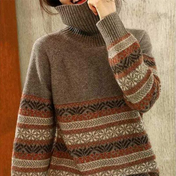 Y2K Oversized Wool Turtleneck Sweater for Streetwear Fashion