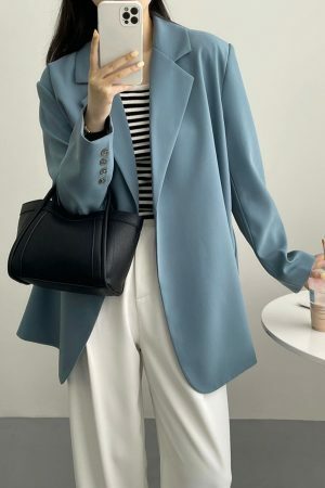 Y2K Oversized Wrap Blazer in Korean Style Two-Tone