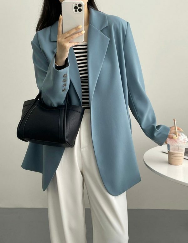 Y2K Oversized Wrap Blazer in Korean Style Two-Tone