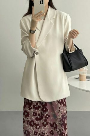 Y2K Oversized Wrap Blazer in Korean Style Two-Tone