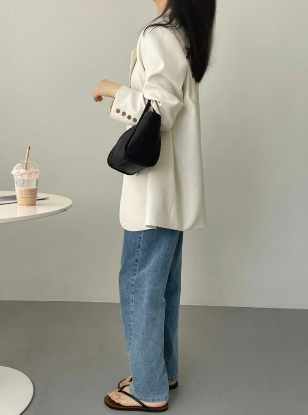 Y2K Oversized Wrap Blazer in Korean Style Two-Tone