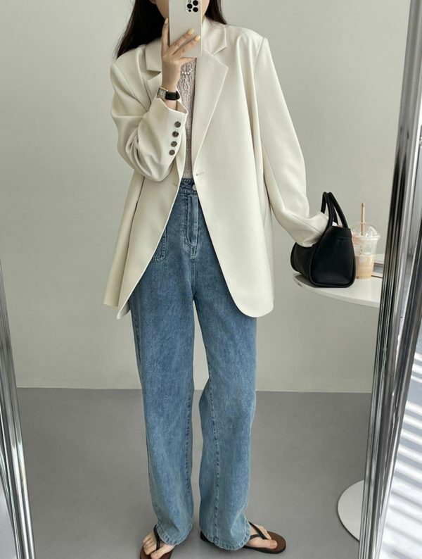 Y2K Oversized Wrap Blazer in Korean Style Two-Tone