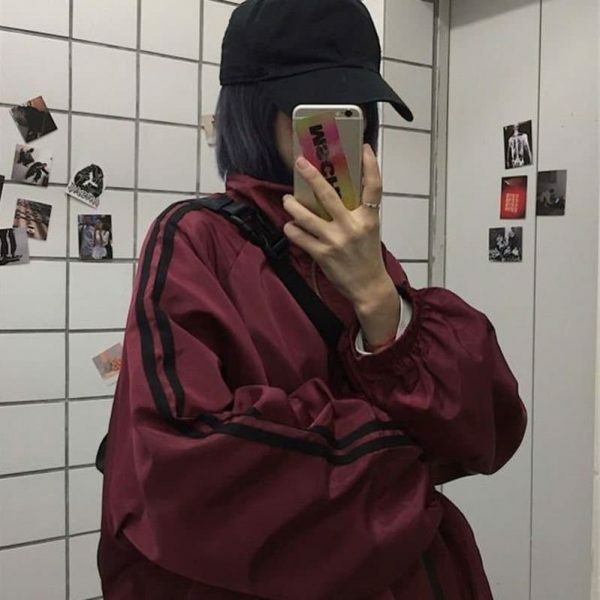 Y2K Oversized Zipper Windbreaker Jacket for Streetwear Style