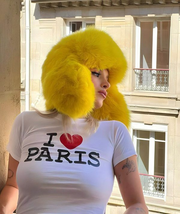 Y2K Paris Love Crop Top - Custom Heart Shirt, 90s 2000s Aesthetic