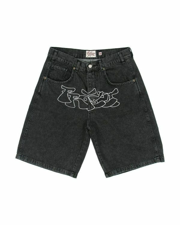 Y2K Patchwork Denim Shorts for Men - Ripped Baggy Jeans Jorts