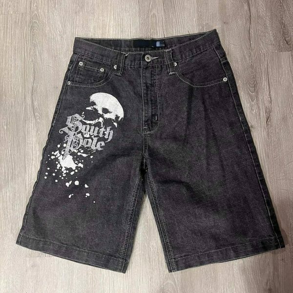 Y2K Patchwork Denim Shorts for Men - Ripped Baggy Jeans Jorts