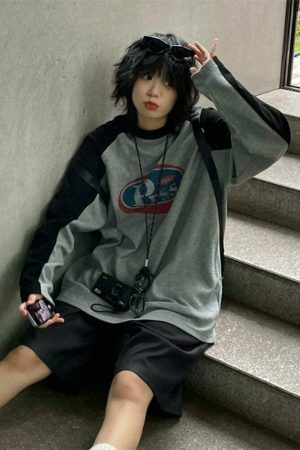 Y2K Patchwork Streetwear Tee, Grunge Harajuku Gothic Top