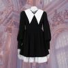 Y2K Peter Pan Collar Dress for Women, Dark Academia Black Chic Party Outfit