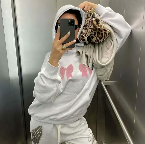 Y2K Pink Bow Oversized Hoodie - Coquette Streetwear Sweatshirt