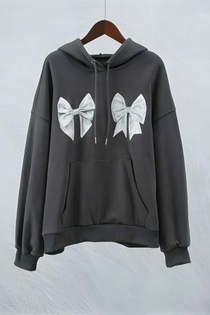 Y2K Pink Bow Oversized Hoodie - Coquette Streetwear Sweatshirt