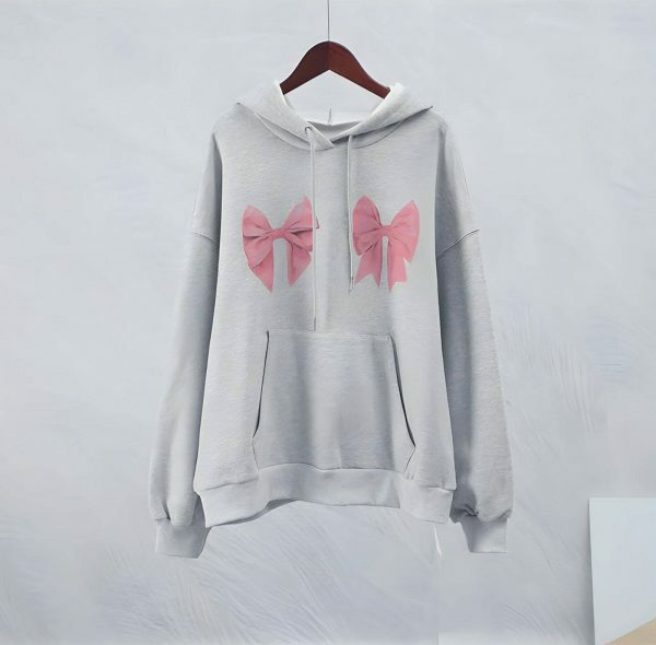 Y2K Pink Bow Oversized Hoodie - Coquette Streetwear Sweatshirt