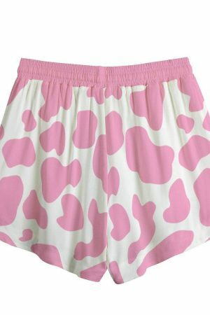 Y2K Pink Cow Print Pocket Shorts - Streetwear Aesthetic