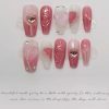 Y2K Pink Handmade Press-On Nails | Full Cover False Manicure with Heart Designs