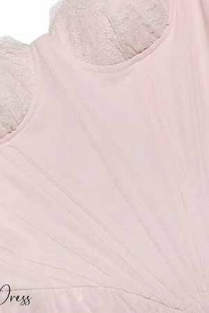 Y2K Pink Lace Corset Mini Dress with Tulle - Coquette Aesthetic