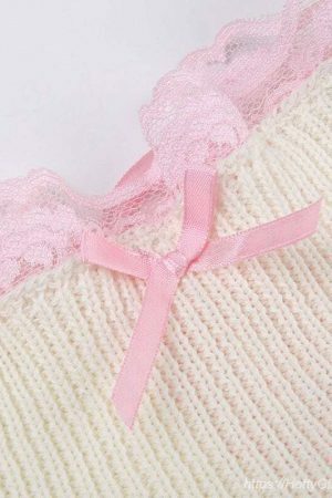 Y2K Pink Lolita Sweater Mini Skirt