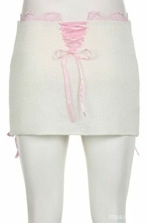 Y2K Pink Lolita Sweater Mini Skirt